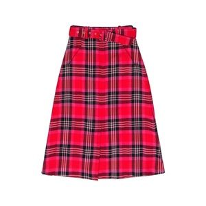 ♠️ Kate Spade Iconic New York Plaid Print ♠️ Wool Blend Tomato 🍅 Red Skirt 14